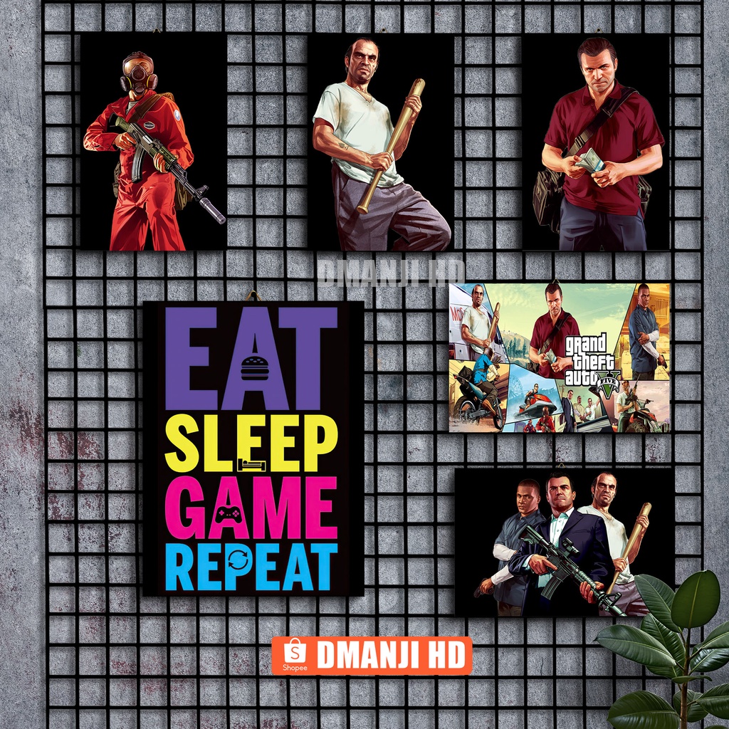 POSTER KAYU GTA V / PAJANGAN WALL DECOR GAMING / HIASAN DINDING KAMAR GAMER / POSTER MURAH