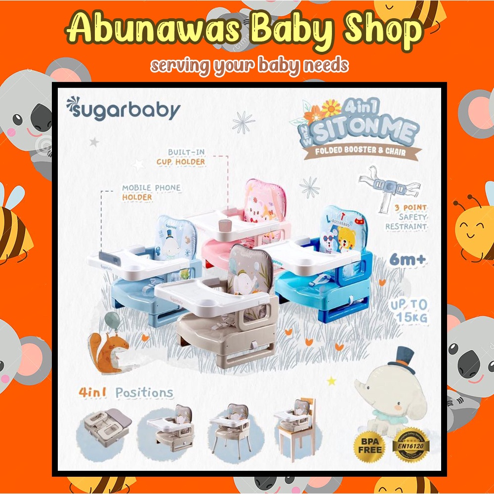 [FREE BUBBLE WRAB] Sugar Baby 4in1 Sit On Me Folding Booster Chair Seat Dudukan Bayi