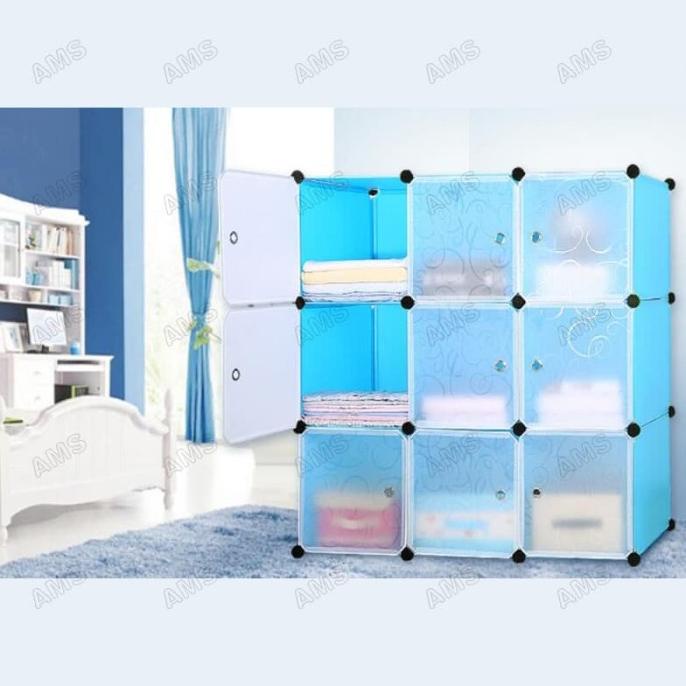 

Lemari pakaian plastik portable rak serbaguna susun lemari baju 9 P stock ready