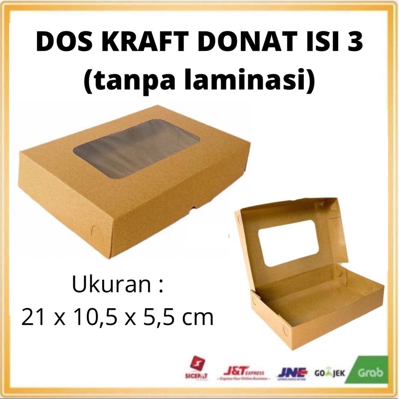 

Dos KRAFT DONAT ISI 3 TANPA LAMINASI | Kardus Box Hampers