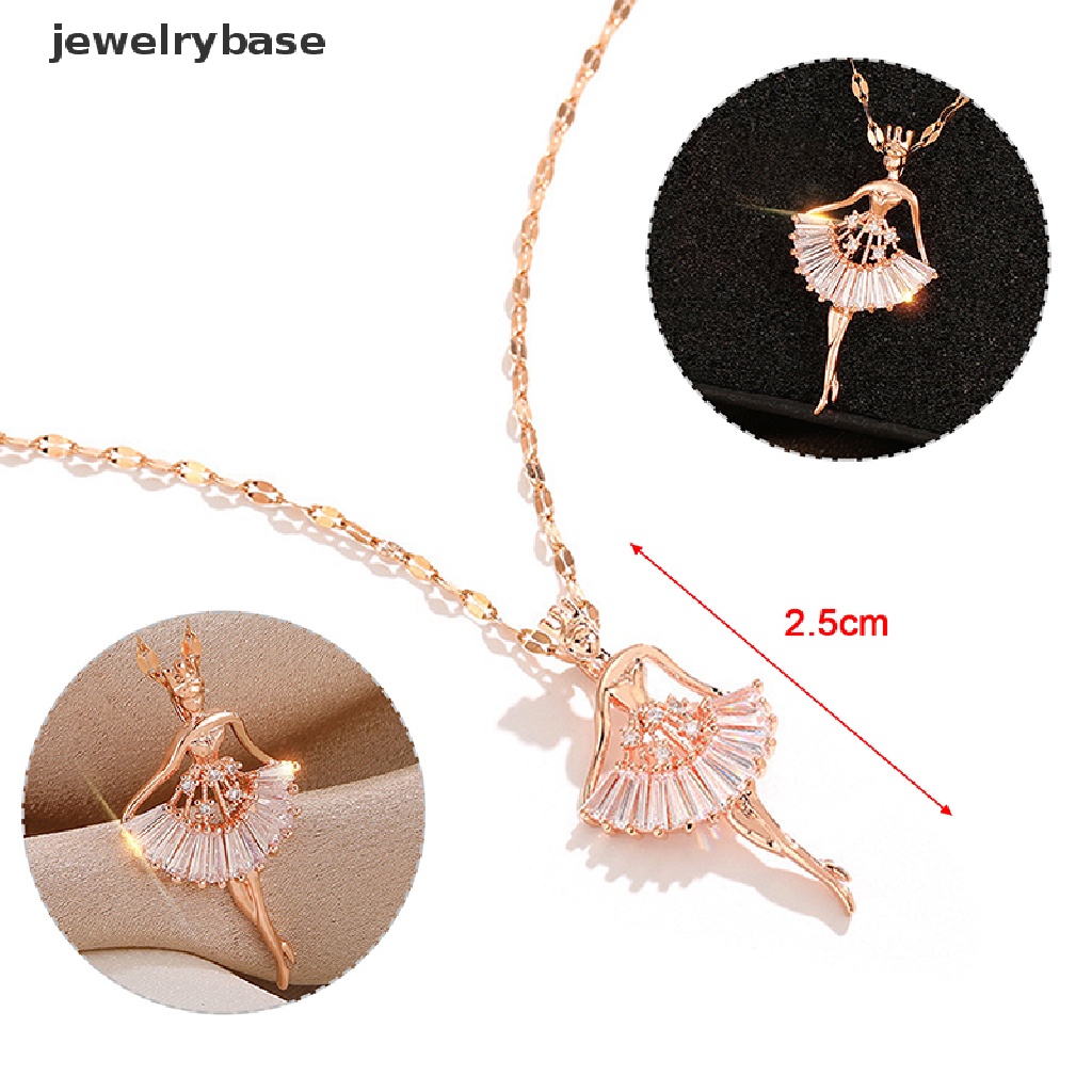 Kalung Dengan Liontin Ballerina Aksen Kristal Zircon Untuk Wanita