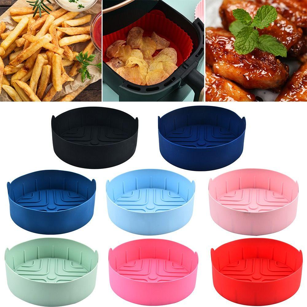 Preva Menebal Bulat Silikon Panci Grill Pot Tray Masak Pizza Piring AirFryer Aksesoris Baking Basket