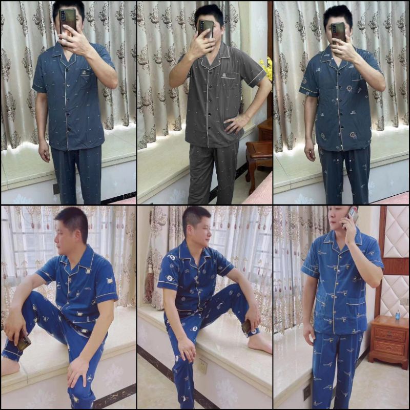 BAJU TIDUR PIYAMA PRIA STELAN CP KANCING IMPORT