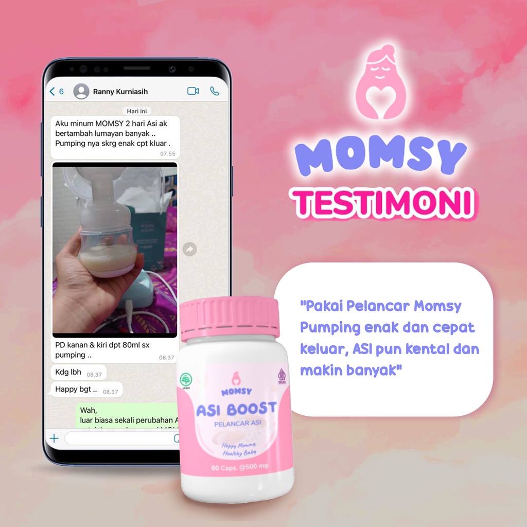 Momsy 2 Botol Pelancar Susu Asi Booster menyusui isi 60 Kapsul JAMU HALAL BPOM