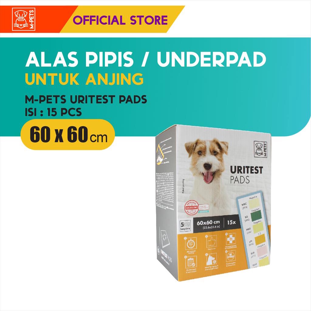 M-Pets 5 Layer Uritest Dog Training Pad 60x60cm 15 Pcs / Latih Pee