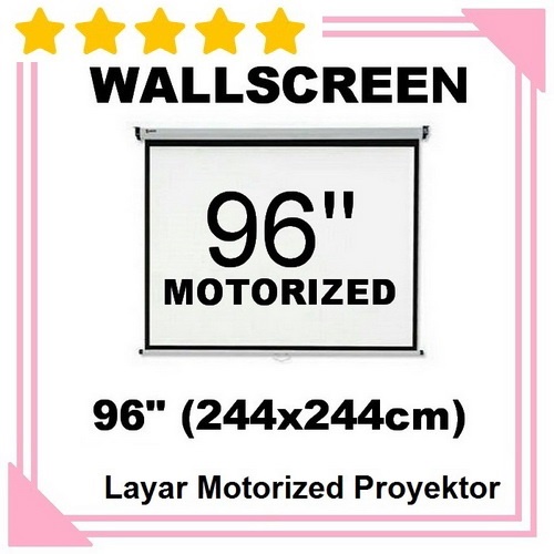 Layar Proyektor Otomatis 96 Inch Layar Dinding Gantung Remote Wallscreen Motorized Projector Screen