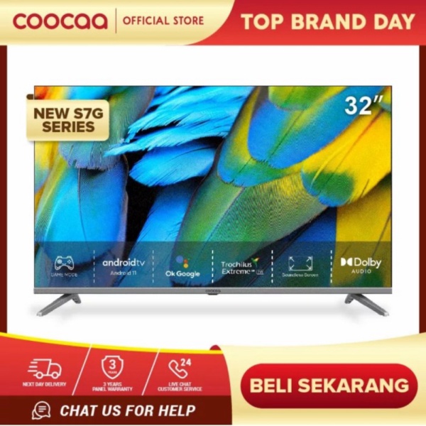 COOCAA 32S7G Digital Smart LED TV Android 11 32inch DVBT2 - 32Z72 Google Plastik Murah