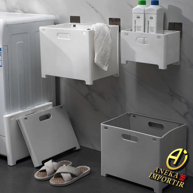 PRODUK- KERANJANG LAUNDRY LIPAT TEMPEL DINDING, FOLDABLE LAUNDRY BASKET, KERANJANG BAJU KOTOR LIPAT 