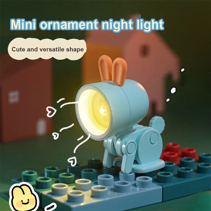 Lampu Meja LED Mini Bentuk Kartun Dinosaurus / Kelinci Lucu Bisa Dilipat / Berubah Bentuk DIY