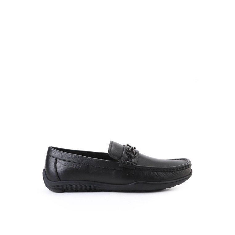 OM17 SEPATU SLIP ON OBERMAIN PRIA ORIGINAL CASUAL FORMAL KULIT HITAM