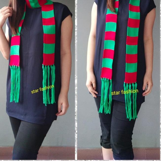 syal/syall /shawl rajut natal merah hijau kecil