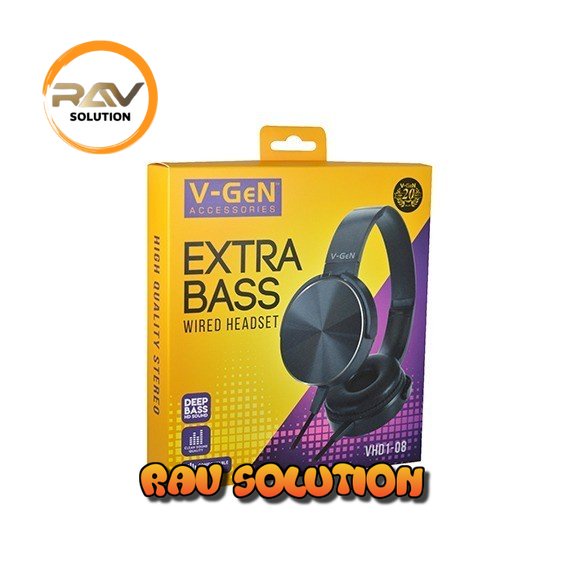 Headset V-GeN VHD1-08 Wired Headphone Foldable Frame Extra Bass