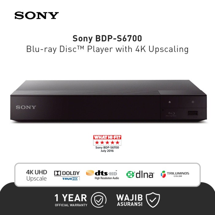 {AbdiStore} Sony BDP-S6700 Blu-ray Disc DVD Player 4K - Black Diskon