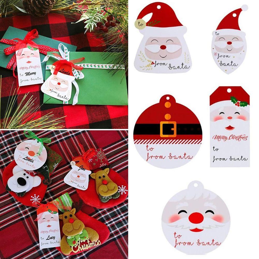 Top 100PCS Tag Gantung Natal Kreatif Bookmark Paket Dekorasi Kartun Santa Claus