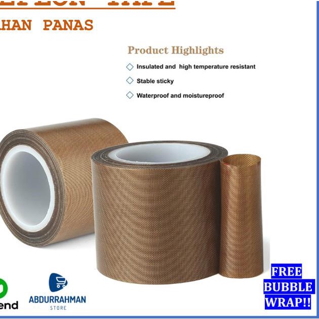 

Kertas Kain Teflon Silpat Tape Tahan Panas Mesin Press Sealer Baking - 20mm x 10m