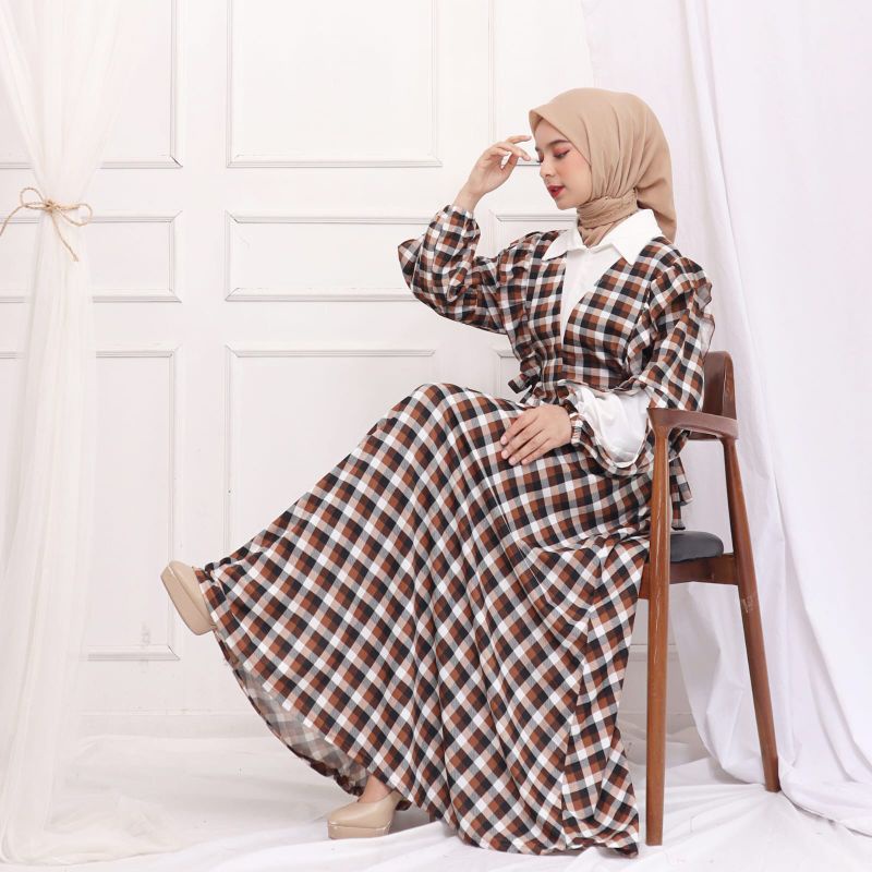 GROSIR ( 60 rb  x  6 pcs  ) GAMIS TARTAN VOXY PREMIUM 4 WARNA