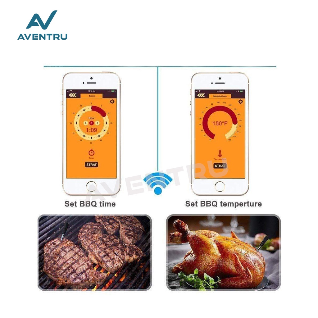 Smart Wireless Food meat BBQ Thermometer Termometer Makanan Dapur