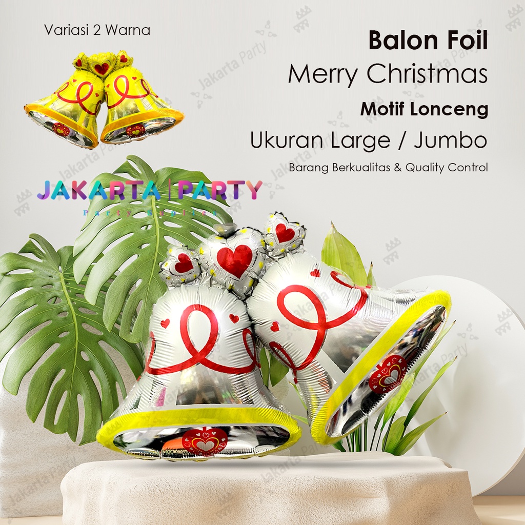 Balon Foil Natal / Balon Merry Christmas / Balon Foil Lonceng Jumbo