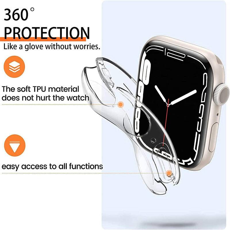 Soft Case TPU Transparan Cover Apple Watch Seri 8 7 6 5 4 3 2 1 SE SE2 49mm 45mm 41mm 42mm 40mm 38mm