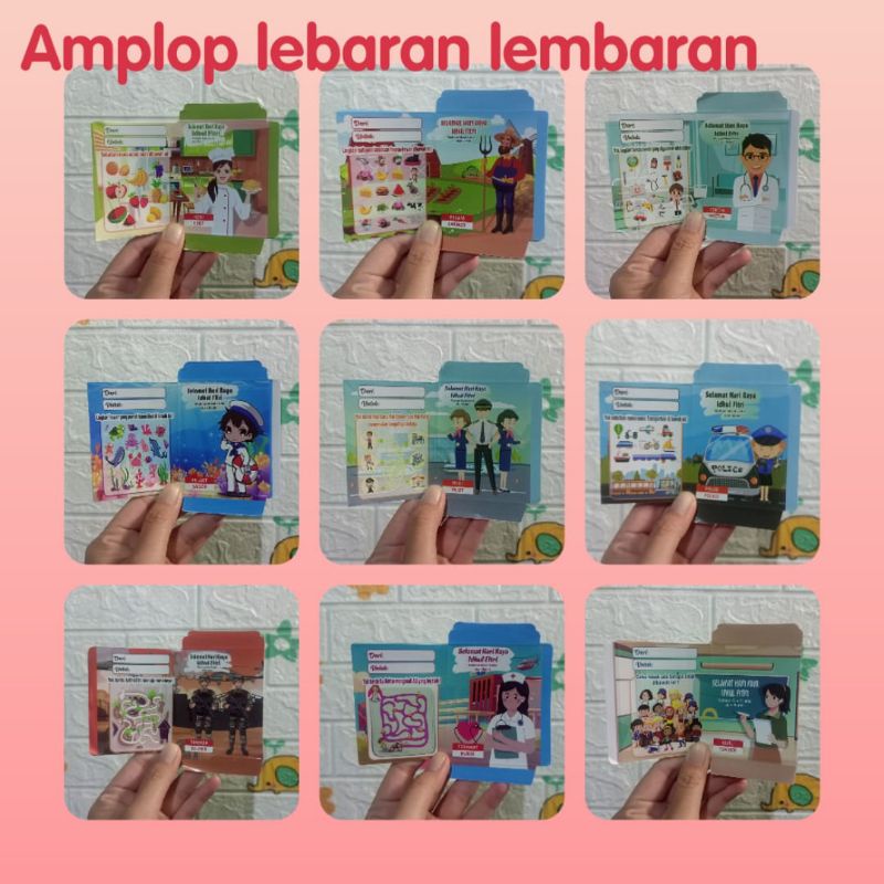 (100pcs/10pack) Amplop lebaran medium siap pakai uang sekali lipat