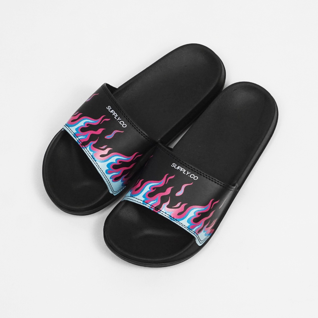 [SDL00027-28] Black Flame Sandal Slop Slide Pria wanita Original Supply.Co