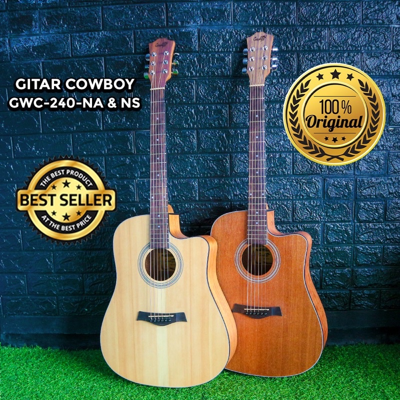 Gitar Akustik dan Elektrik Cowboy Original Lengkap Banyak Seri Banyak Bonus