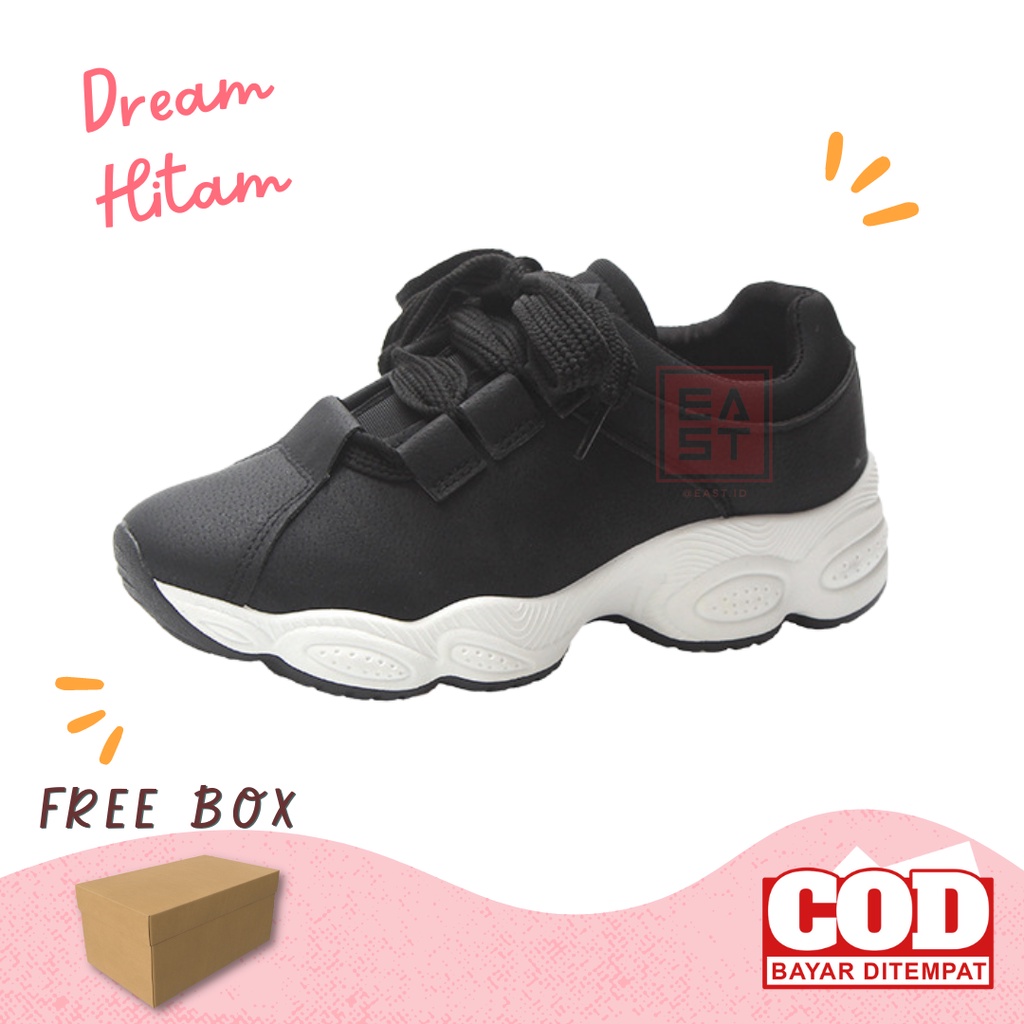 Sepatu Dream Hitam Sneakers Kanvas Wanita Casual Import Sport Shoes Original