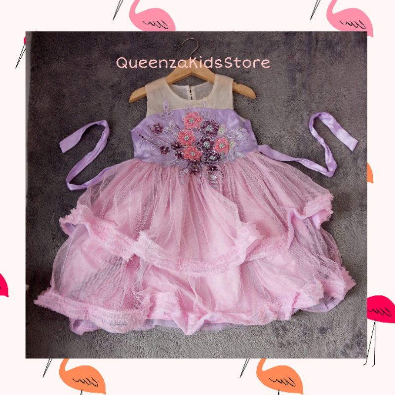 Dress Party Anak Tumpuk Lilac 6,8,10 tahun by Donita