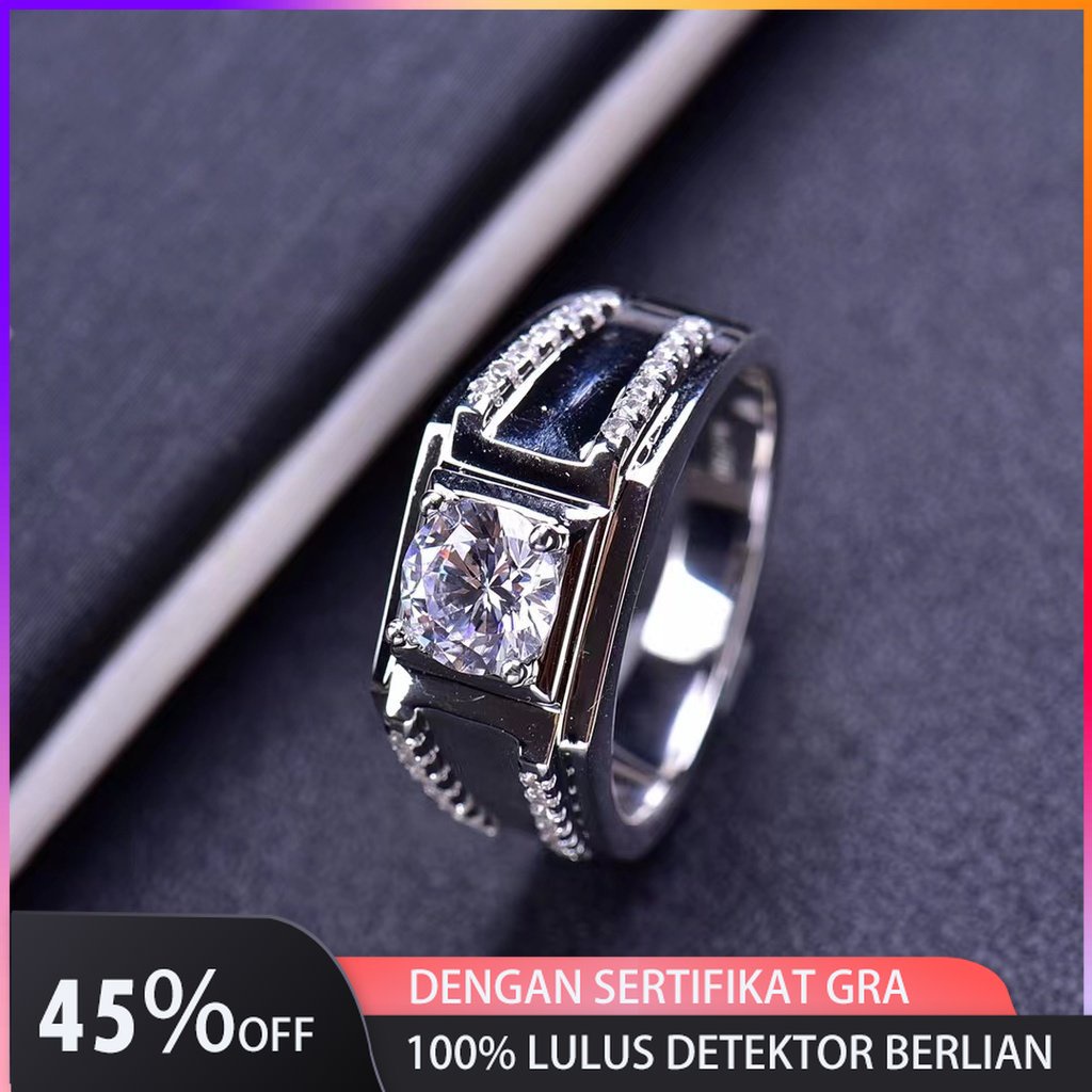 Like Moissanite Cincin Pertunangan Pria 1 Ct Moissanite,925 Platina Berlapis Perak