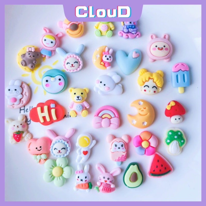 Kartun Lucu 3D Boneka Dekorasi Ponsel Case Perlengkapan Aksesoris DIY Kristal Resin Slime Mainan Aksesoris Dekoratif Patch Stiker Craft Ornamen Cangkir Air