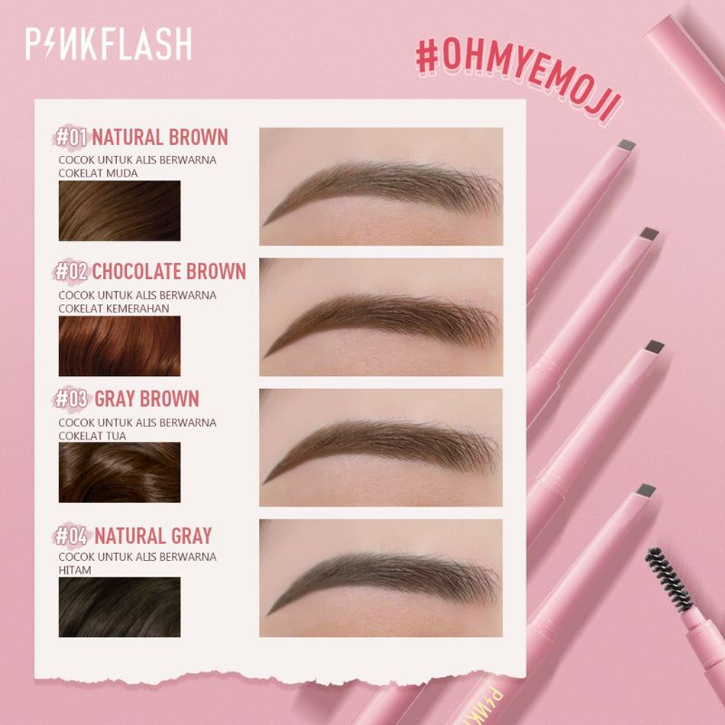 PINKFLASH OhMyEmoji Automatic Eyebrow Pencil Tahan Air Pigmen Pensil