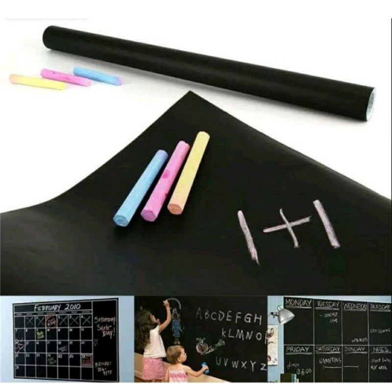 PAPAN TULIS BLACK BOARD/WALLPAPER STICKER WARNA HITAM SIZE  45 cm x 2 M