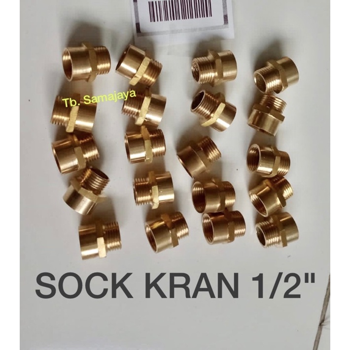 Nepel kuningan Sock Drat Dalam 1/2&quot; x Sock Drat luar 1/2&quot; fitting