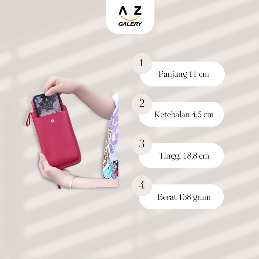 Tas Selempang Wanita Mini Dompet Pocket Tempat Hp Sling Bag Women PU Import Tas Bahu Shoulder Bag Hand Bag Wanita Cewek Fashion Elegan Simple Model Terbaru Kulit korea tas selempang wanita kekinian Azgalery T227