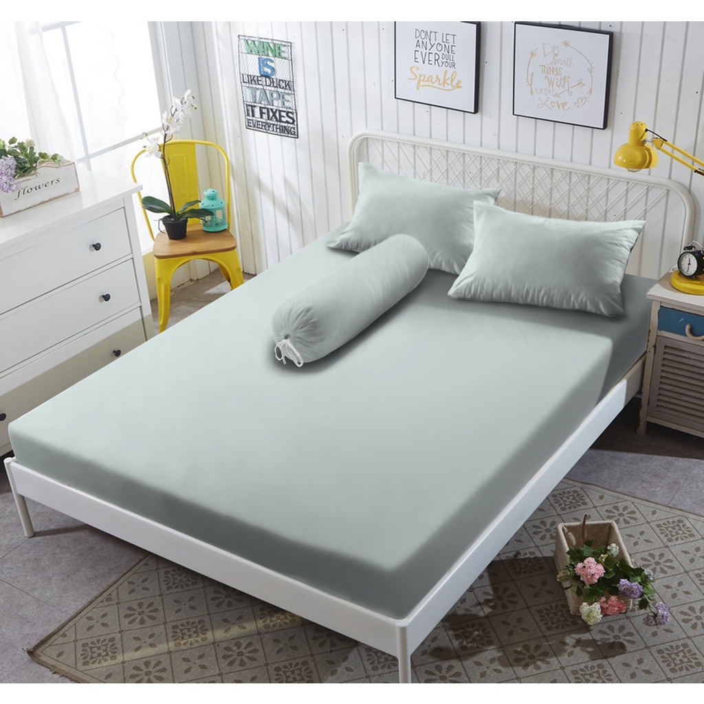 Kintakun Sprei Flat 160/180/200 Spa Blue Warna Polos Dluxe Microtex 20cm