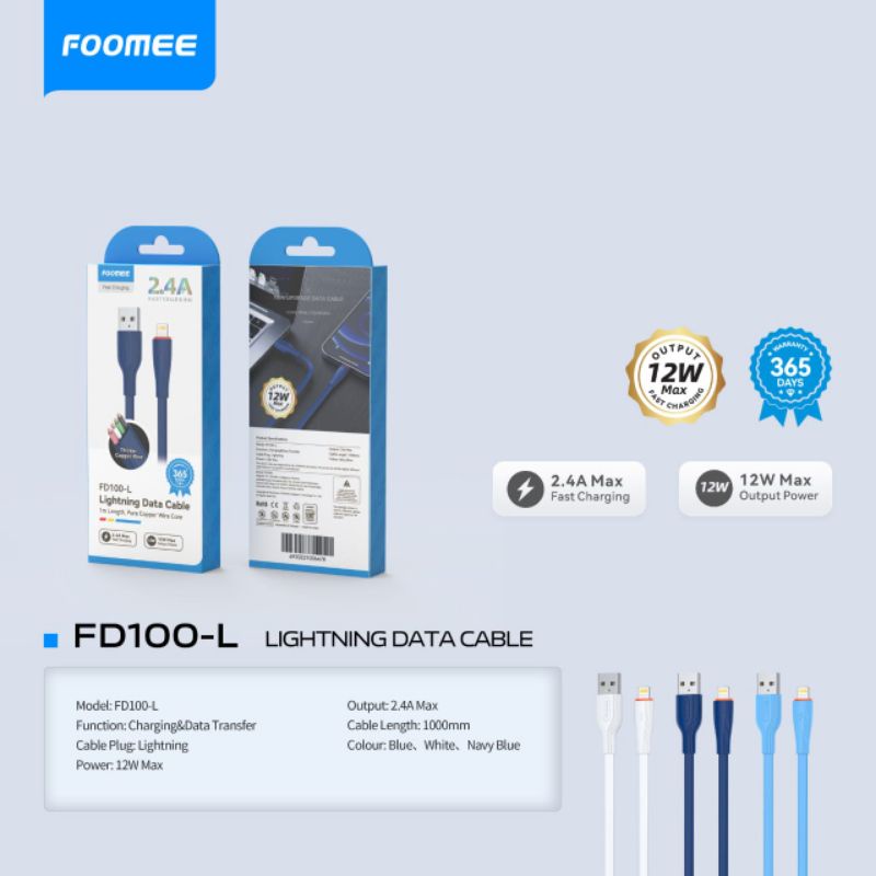 Foomee FD100-L Kabel Data Lightning 2.4A