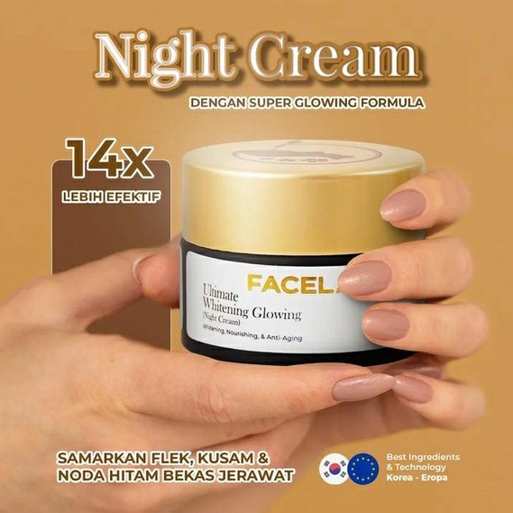 FACELAB - ULTIMATE WHITENING GLOWING NIGHT CREAM 15 G | PENGHILANG FLEK HITAM DI WAJAH AMPUH