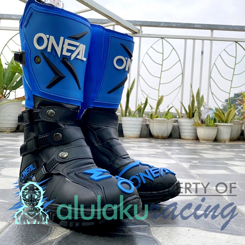 Sepatu Trail Boots Motocross MX Lokal Premium Best Quality - Blue Black