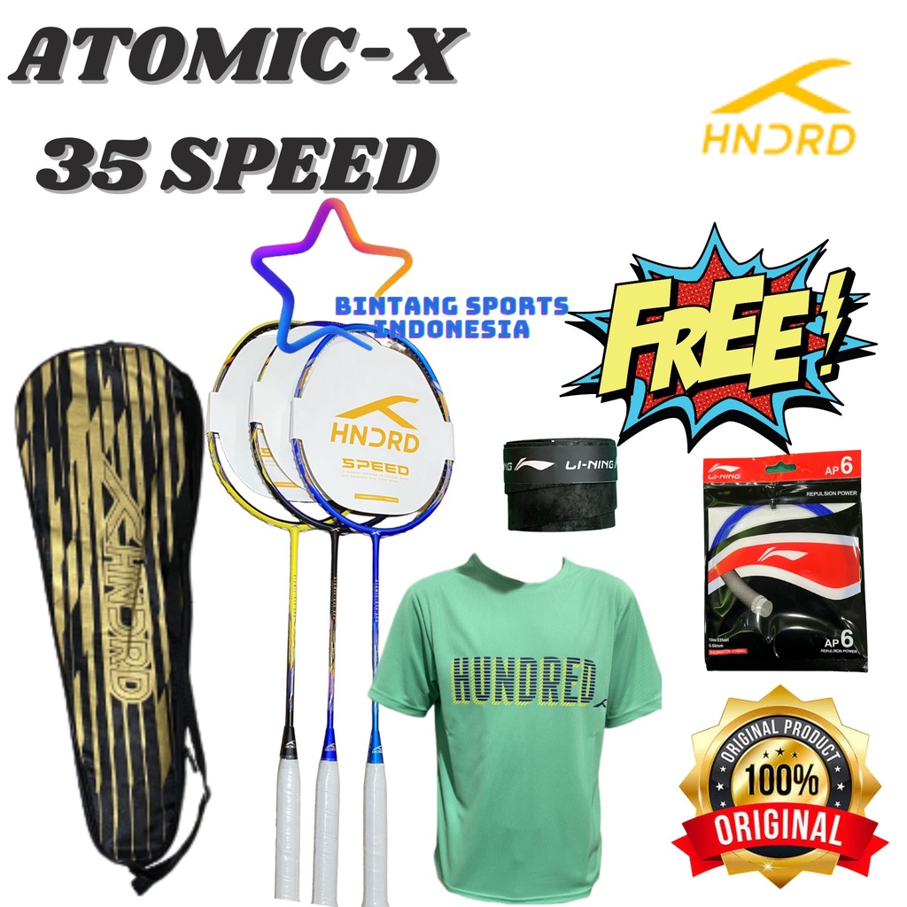 RAKET BULUTANGKIS BADMINTON HUNDRED ATOMIC-X 35 SPEED ORIGINAL