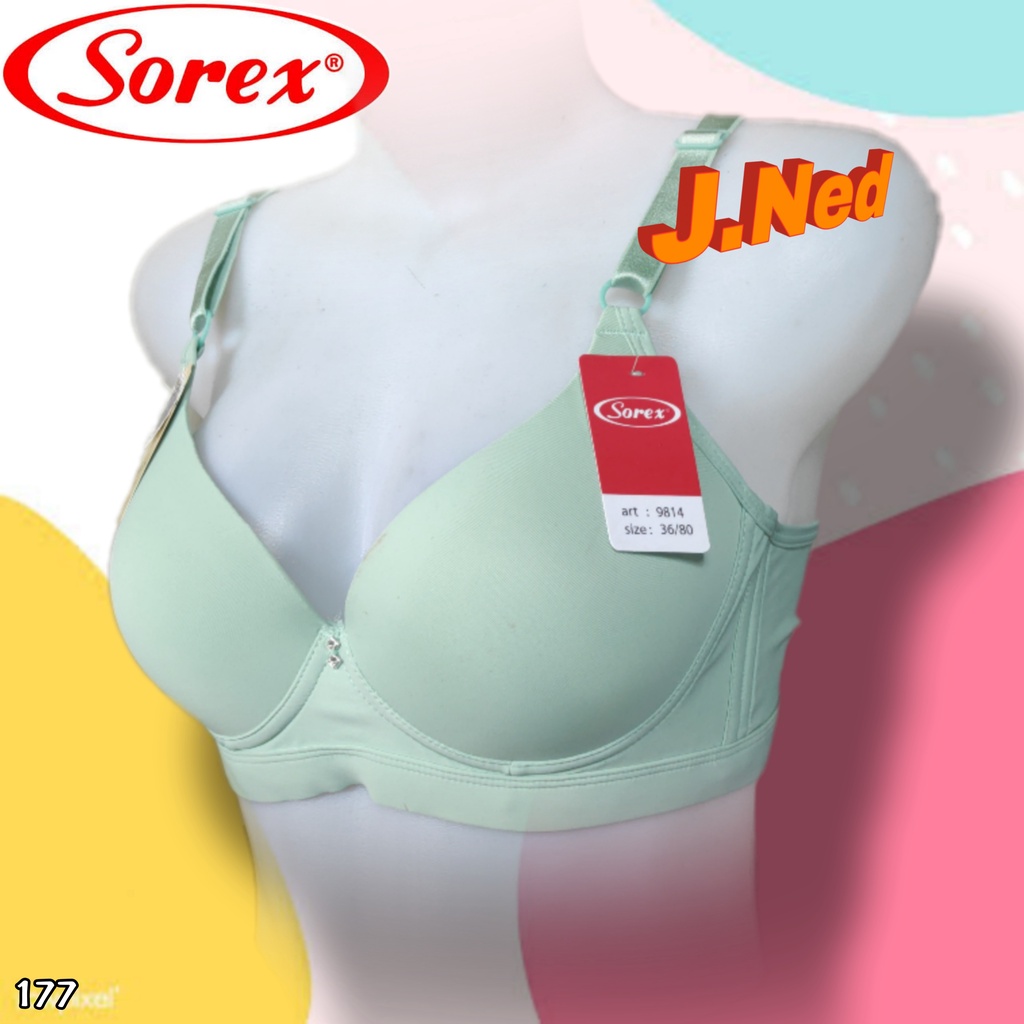 J177 Sorex Silky Soft Bra Busa Tanpa Kawat Cup B Tiga Pengait Size 36 - 42