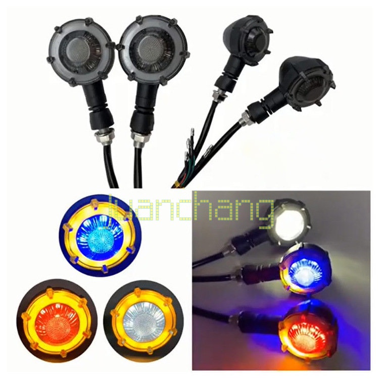 Lampu Sein / Rem Belakang Motor LED Universal Bentuk Bulat Dua Warna
