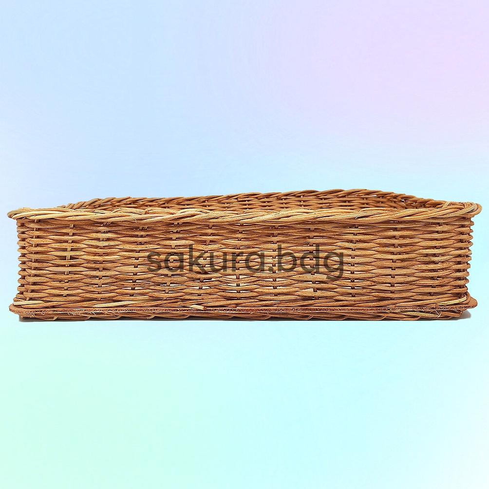 

K11L - Keranjang rotan persegi premium alas triplek L 38x25x8cm hampers parcel hantaran seserahan snack buah