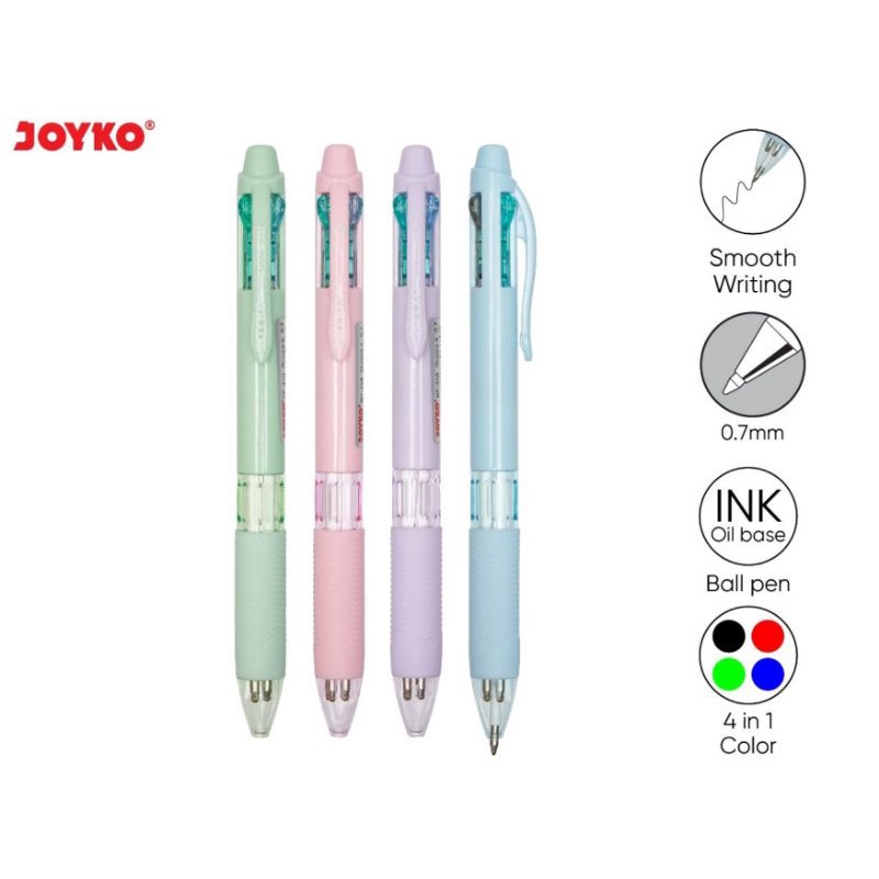 

BALL PEN (PENA JEL) JOYKO | PULPEN 4 WARNA | PULPEN PASTEL