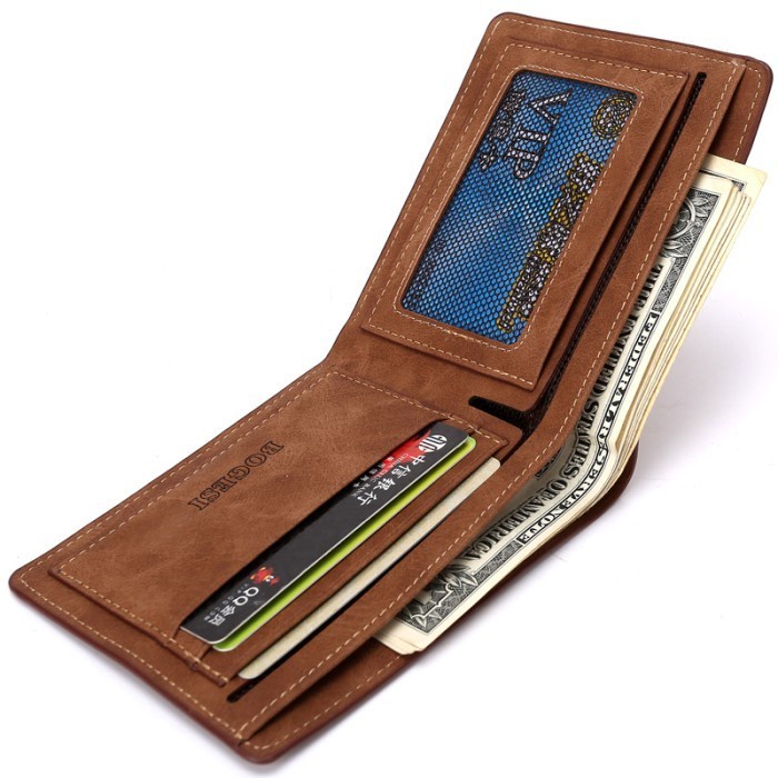 Dompet Pria Lipat Kulit Desain Retro Bogesi BOGESI009 Folding Wallet