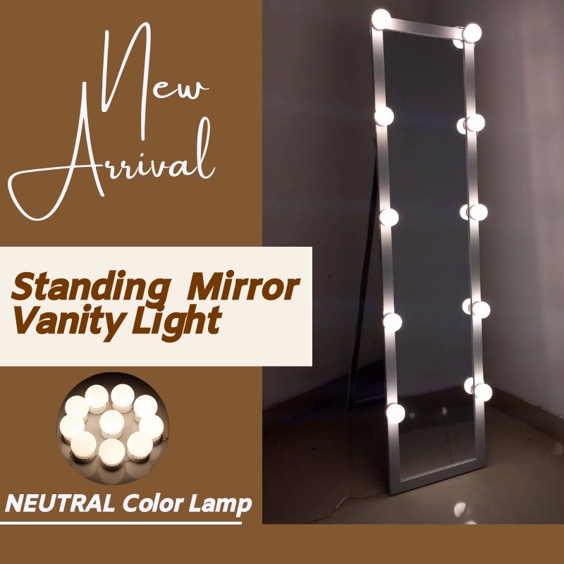 Cermin Standing Vanity Mirror Aesthetic Dekorasi Rumah Estetik Minimalis Kaca Cermin Full Body Satu Badan Panjang Lampu Make Up Penghias Kamar Tidur Kaca Untuk Selfi Selfie Sudut Kamar Review Pinteress Mua