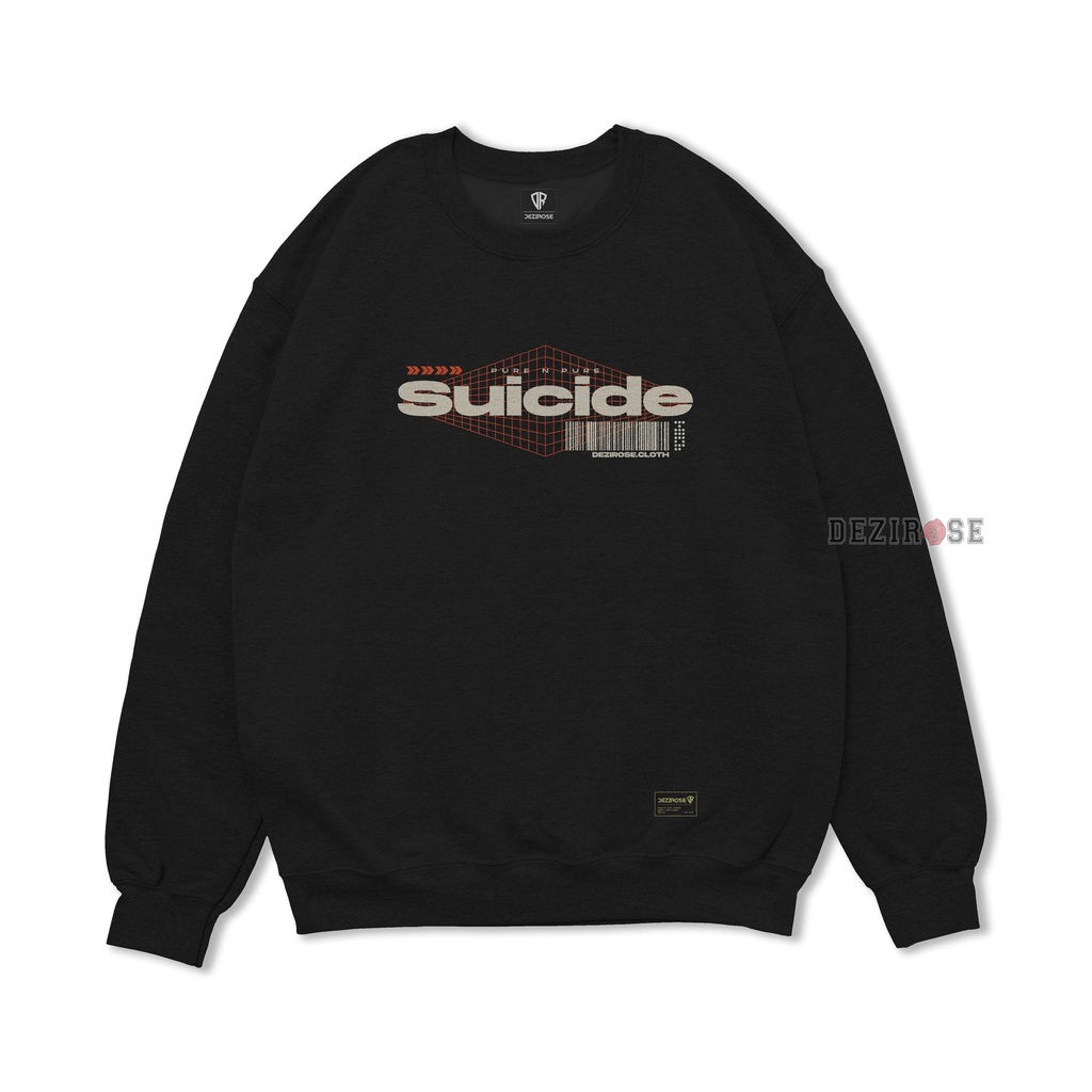 Crewneck Pria Suicide Sweater Switer Cowok Distro Tebal Premium Size M L XL XXL DEZIROSE Terbaru