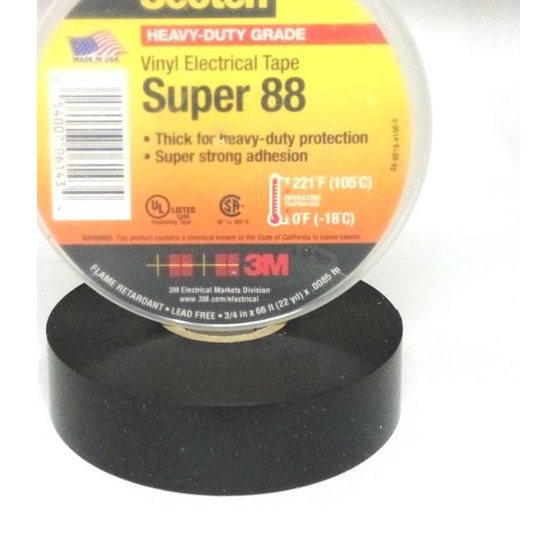3M Scotch Super 88 Vinyl Electrical Tape - Isolasi Listrik 3/4 Inch