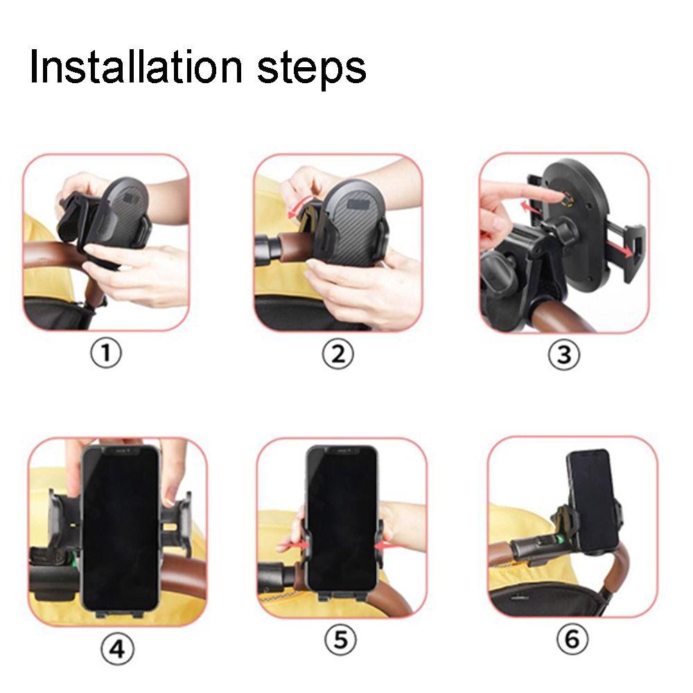 REBUY Rebuy Aksesoris Kereta Dorong Bayi Anti-Slip Kereta Smartphone Dukungan Adjustable Penjepit Navigasi Bracket Sepeda Telepon Berdiri Pram Keranjang Phone Holder