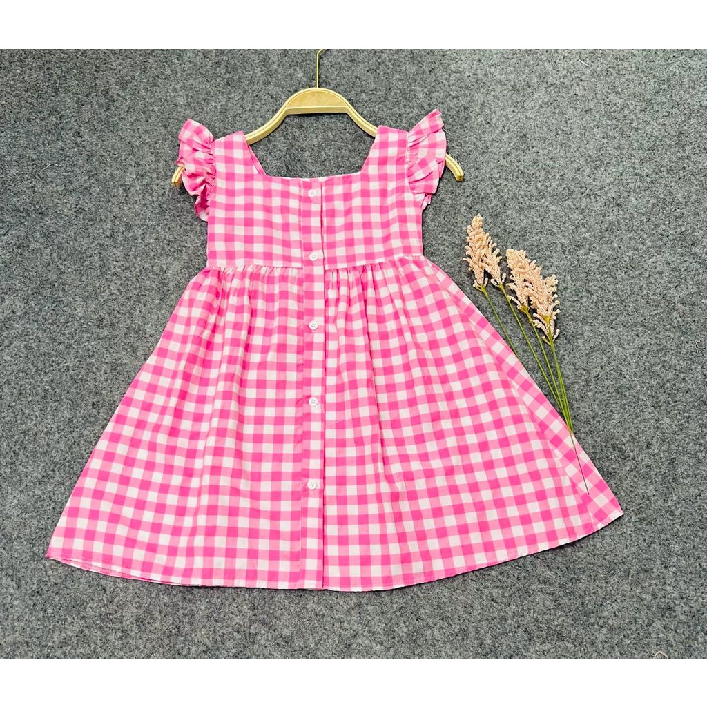 Jimmedy.id - Dress Anak Perempuan Pola Kotak Bahan Katun Untuk Usia 3-7 Tahun