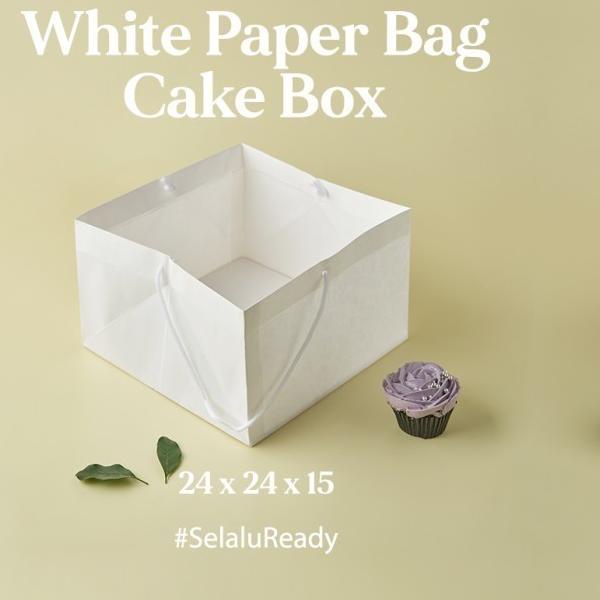 

[Digipack] White Paper Bag Cake Box 24 x 24 x 15 | Kantong Kertas